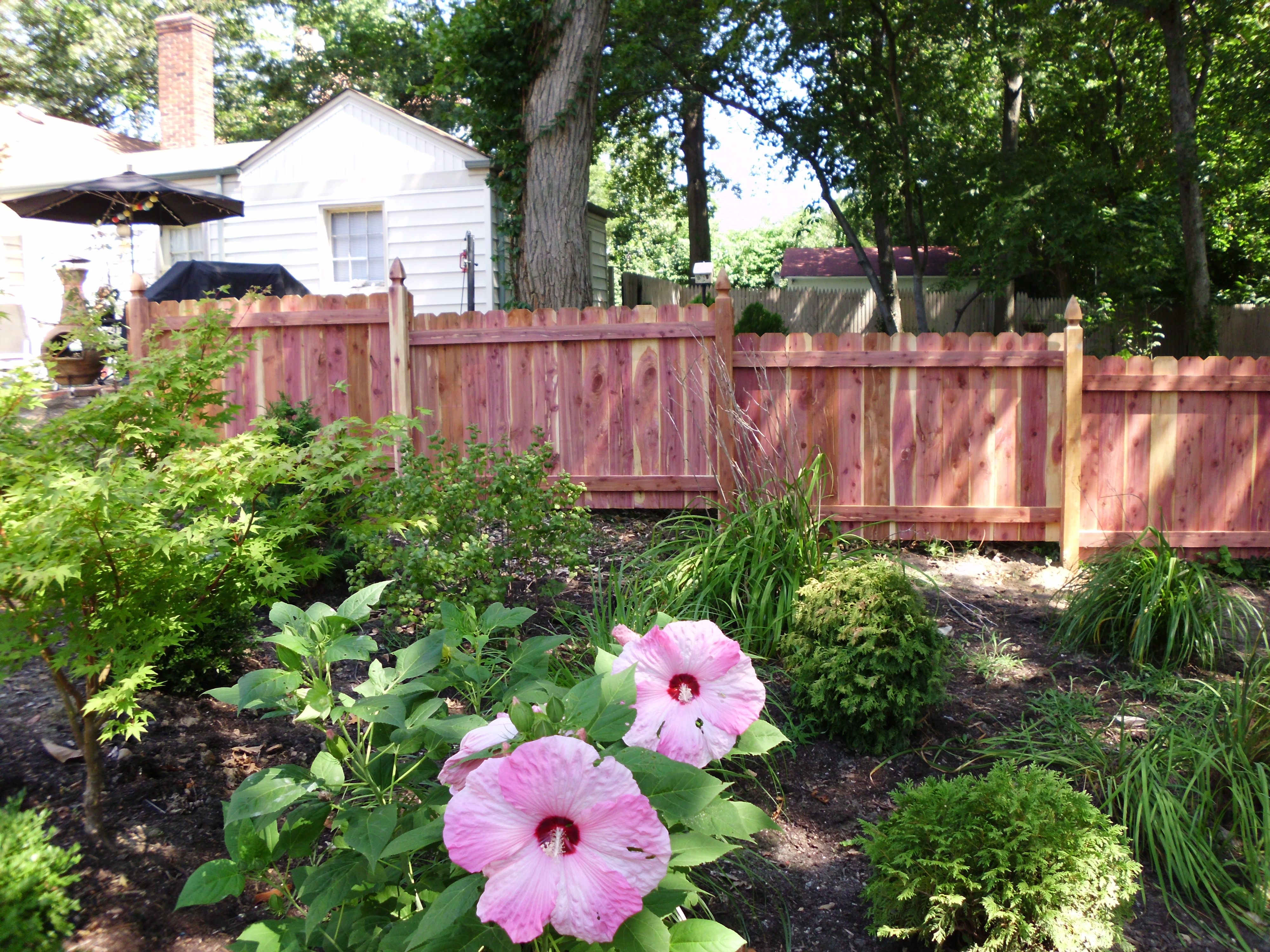 wood fence going up a hill