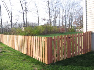 corner of an eastern red cedar fence in a yard