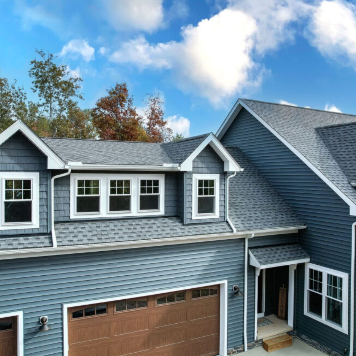 Modern windows on a blue house in St. Louis