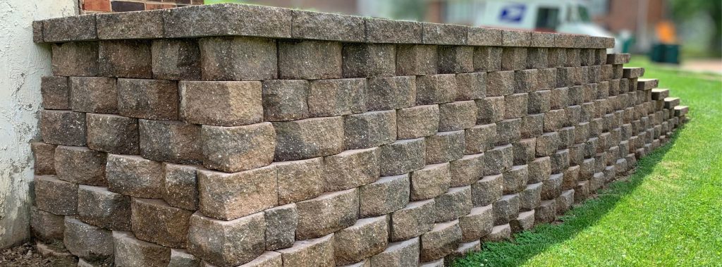 Retaining wall by Missouri home yard
