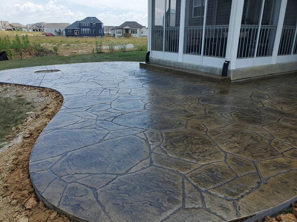 Beautiful stamped and dyed concrete patio