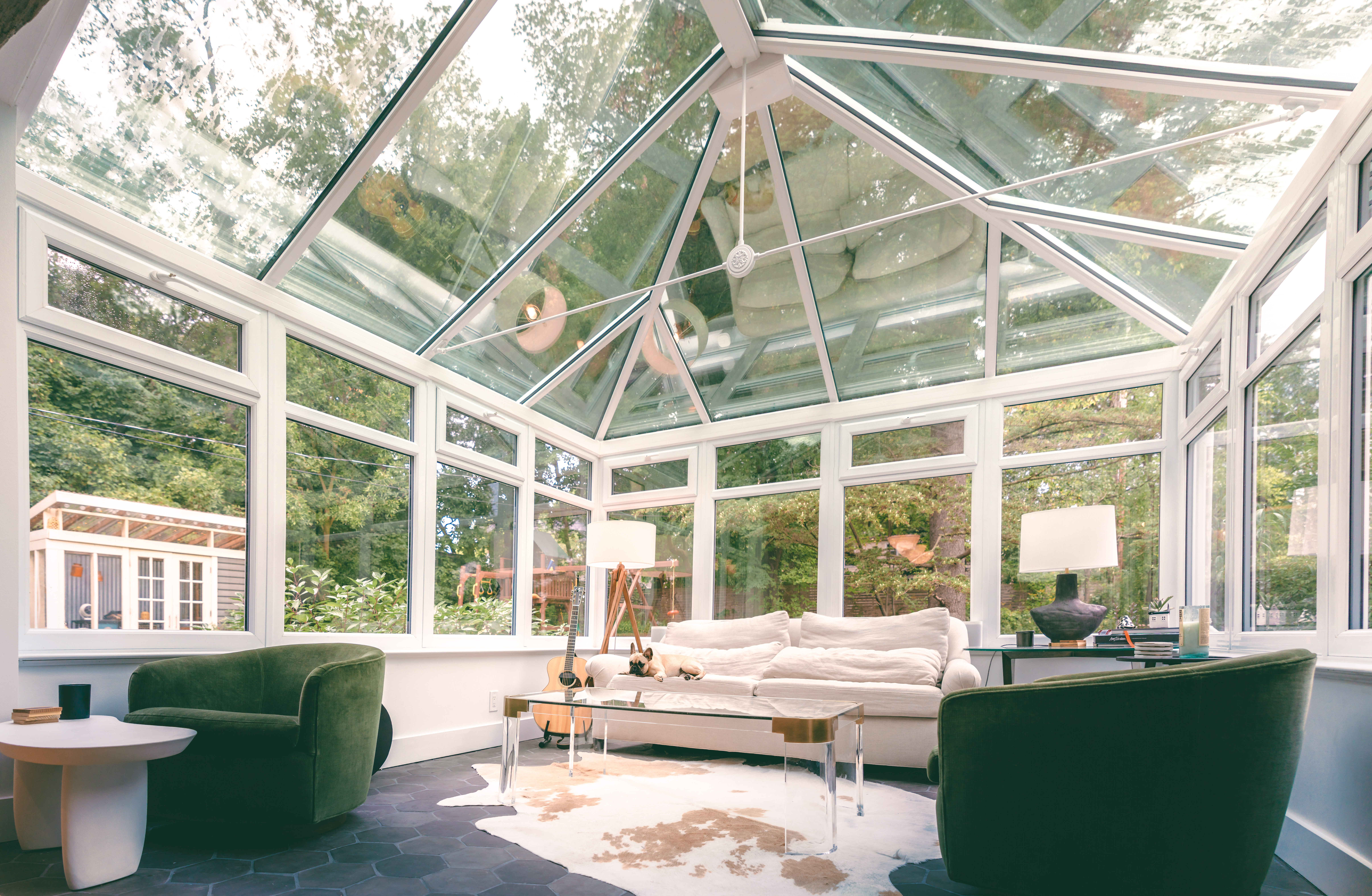 Living space sunroom conservatory with window roof
