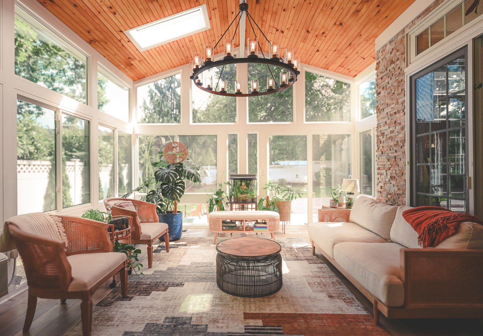 Living Space Sunroom with tall ceilings