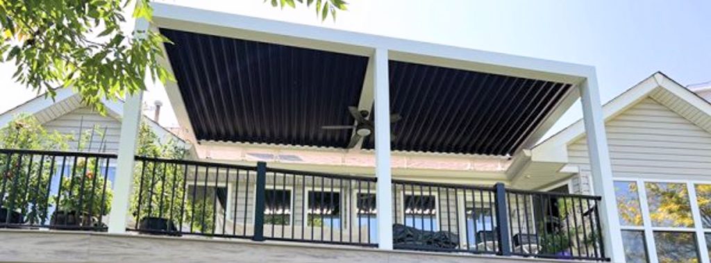 Louvered Pergola on a deck in St. Louis