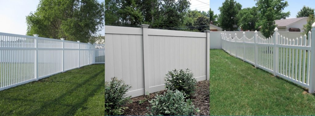 Collage of multiple different style vinyl fences