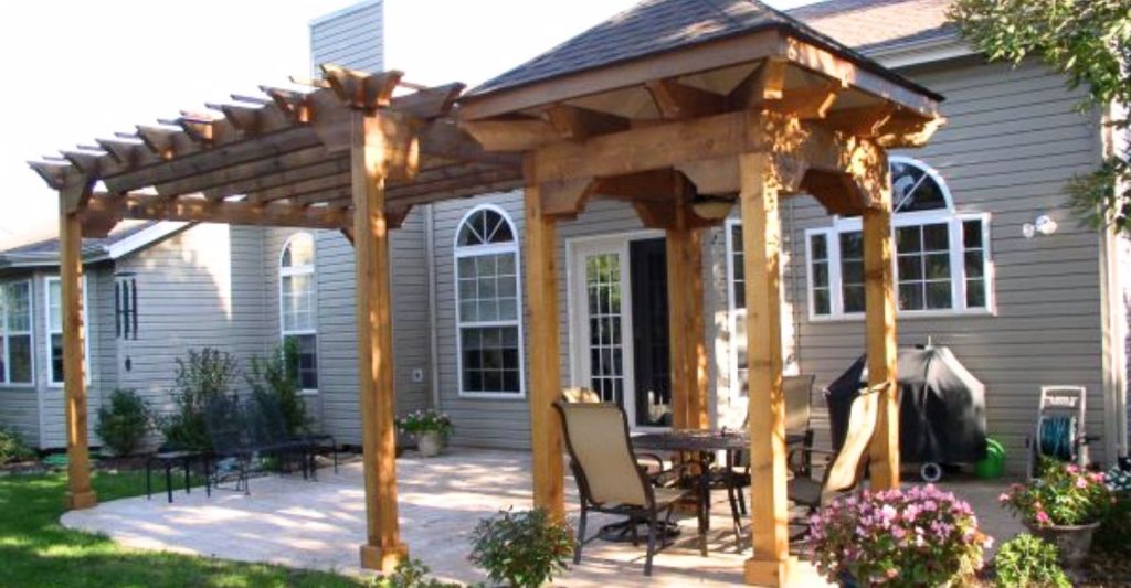 two wood pergolas