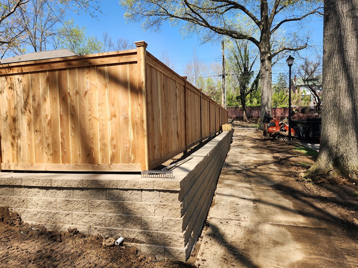 Retaining Wall with Fence