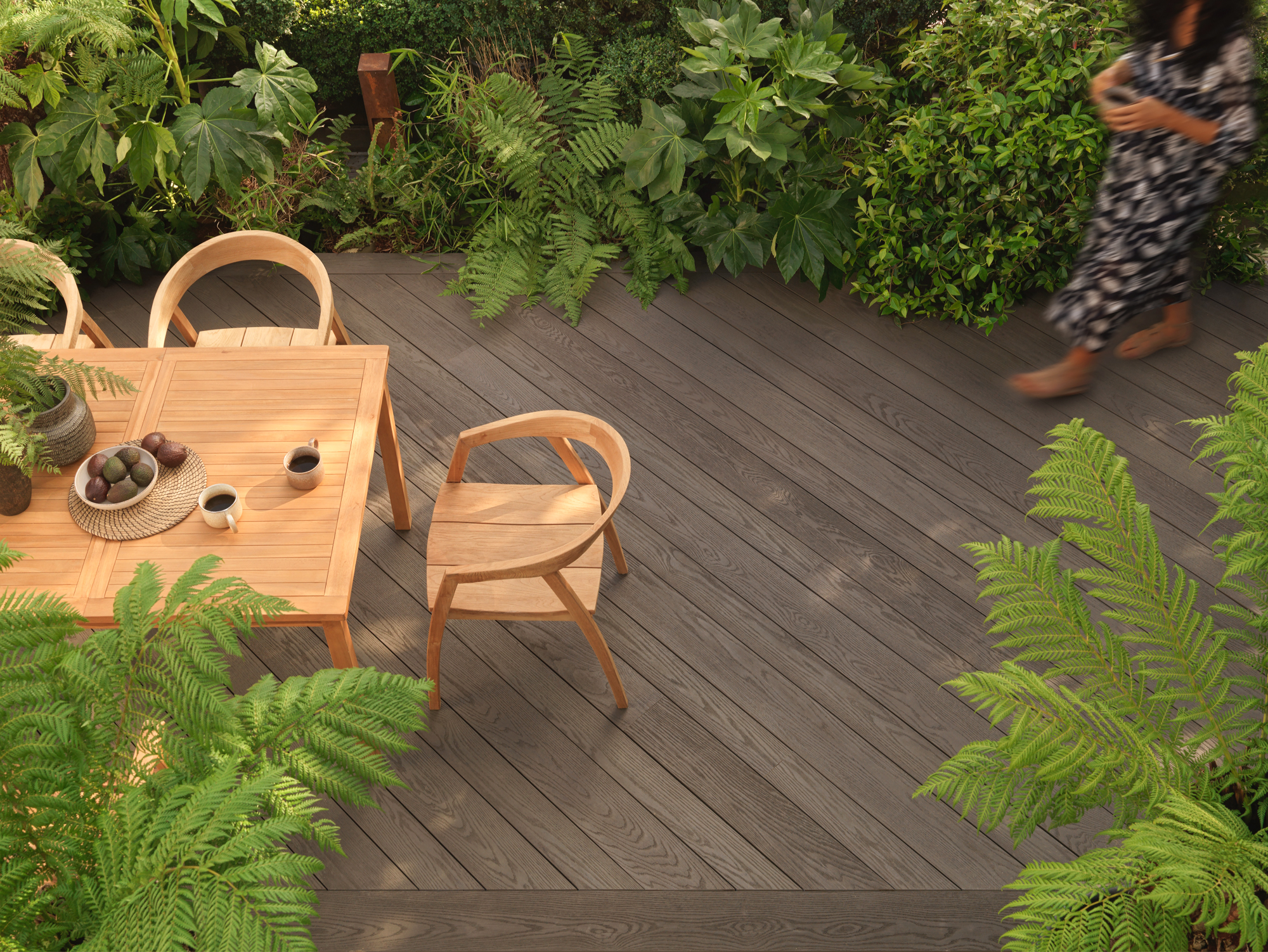 Millboard decking in outdoor dining area